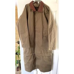 Chore Coat M L Barn Jacket Long Leather Collar Work Canvas 100 Cotton Cabin Farm